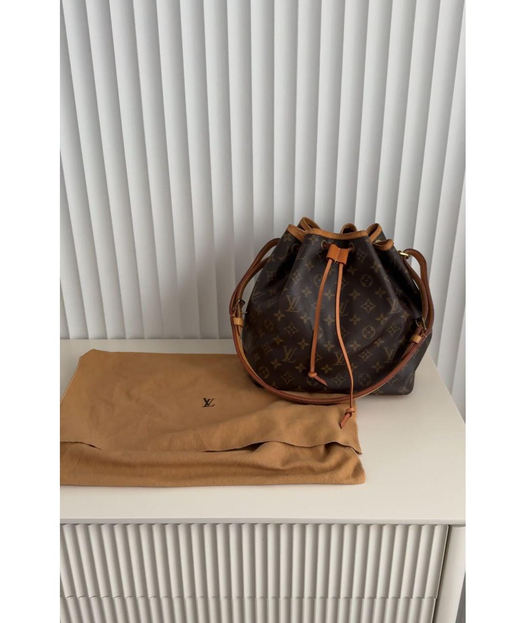 LOUIS VUITTON Коричневая кожаная сумка через плечо, фото 5