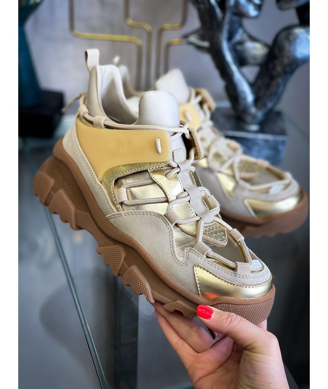 PINKO Золотые кожаные ботинки, фото 4