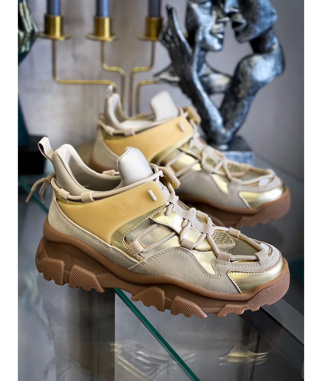 PINKO Золотые кожаные ботинки, фото 3