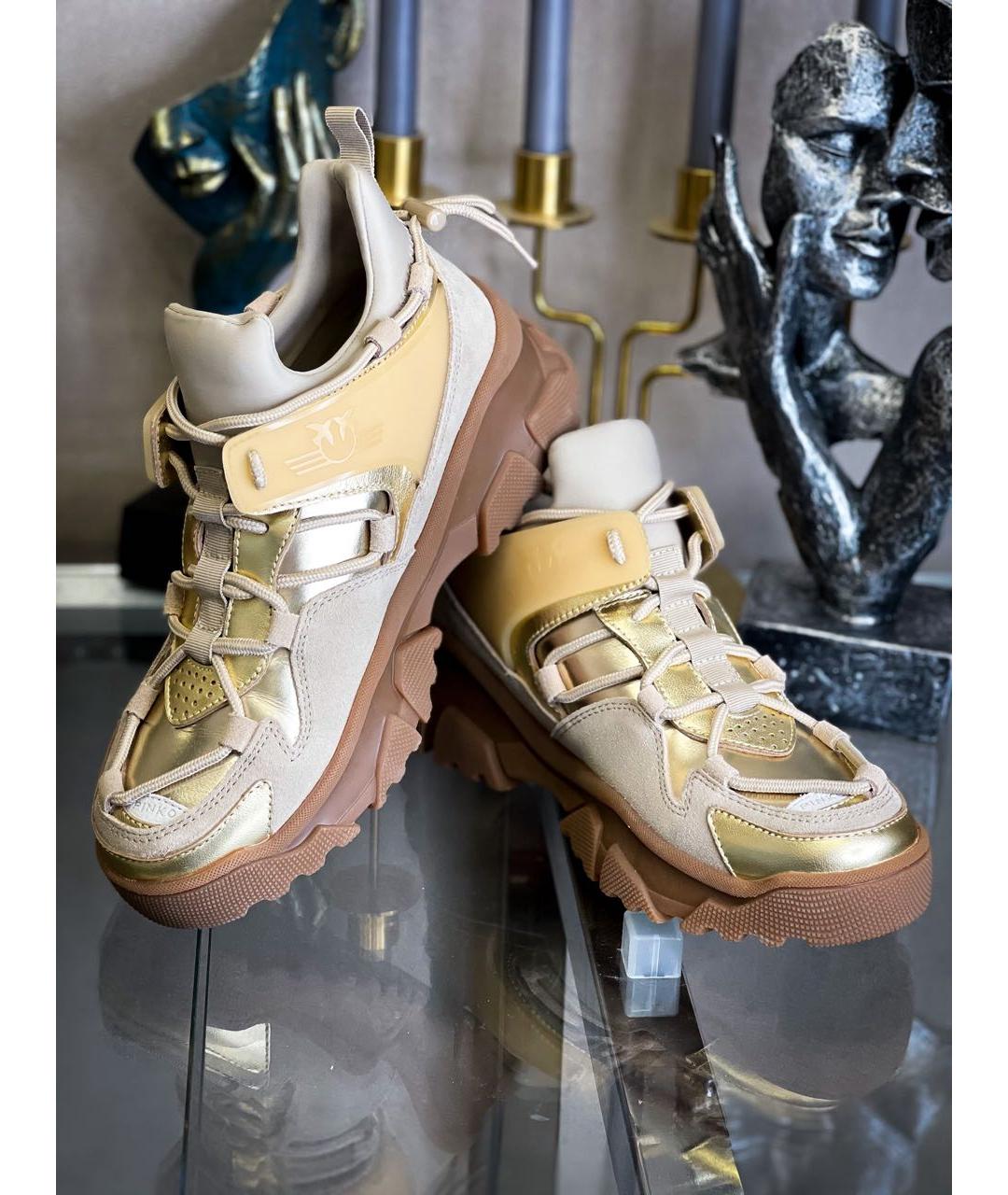 PINKO Золотые кожаные ботинки, фото 8