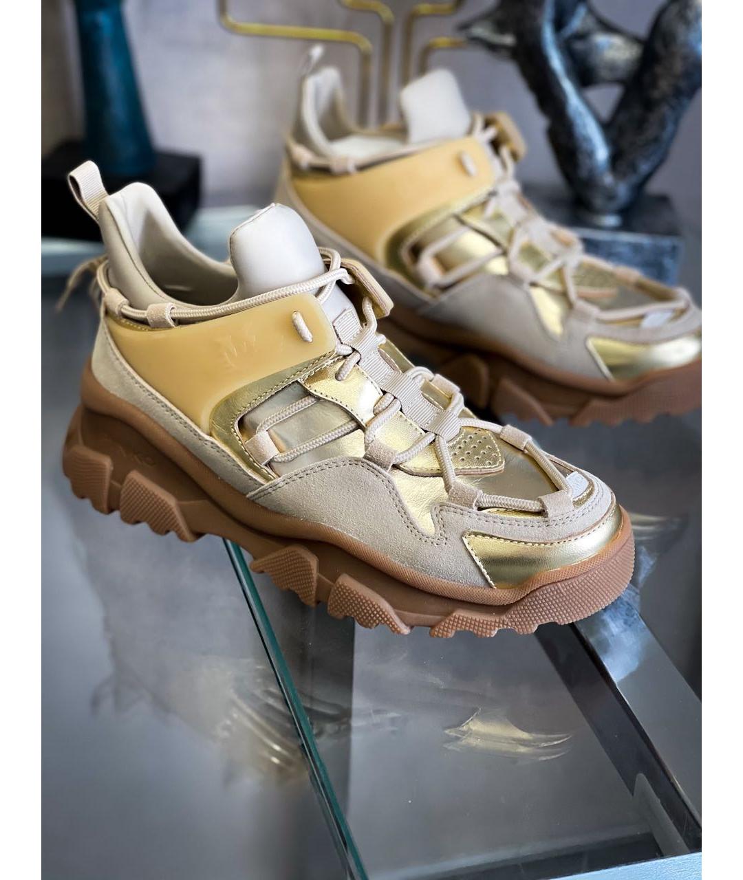 PINKO Золотые кожаные ботинки, фото 6