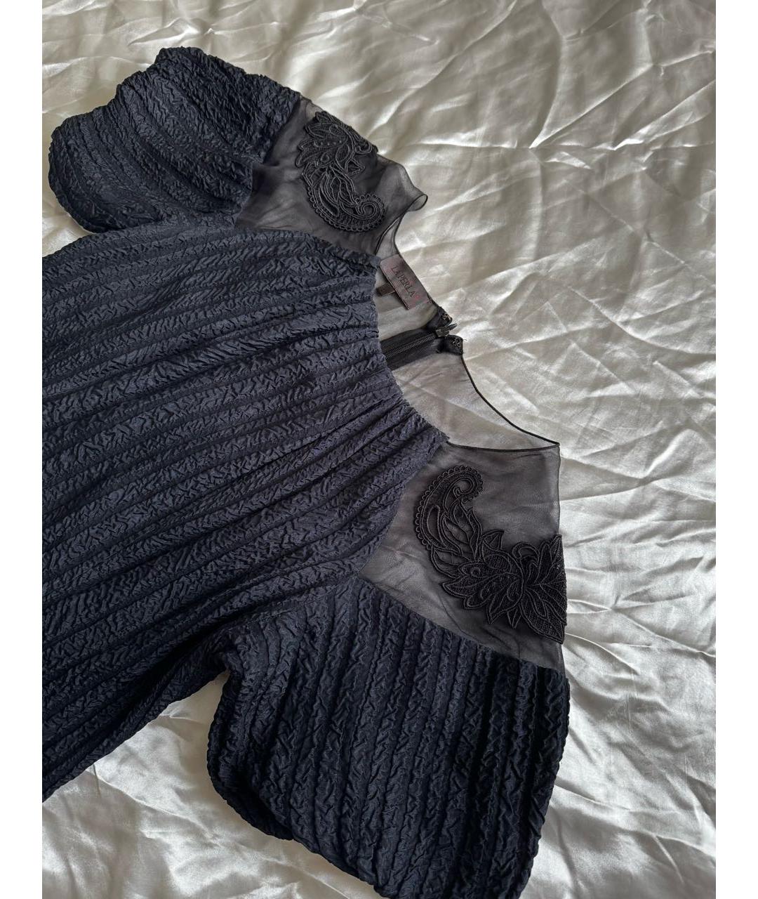 LA PERLA Темно-синее шелковое повседневное платье, фото 3