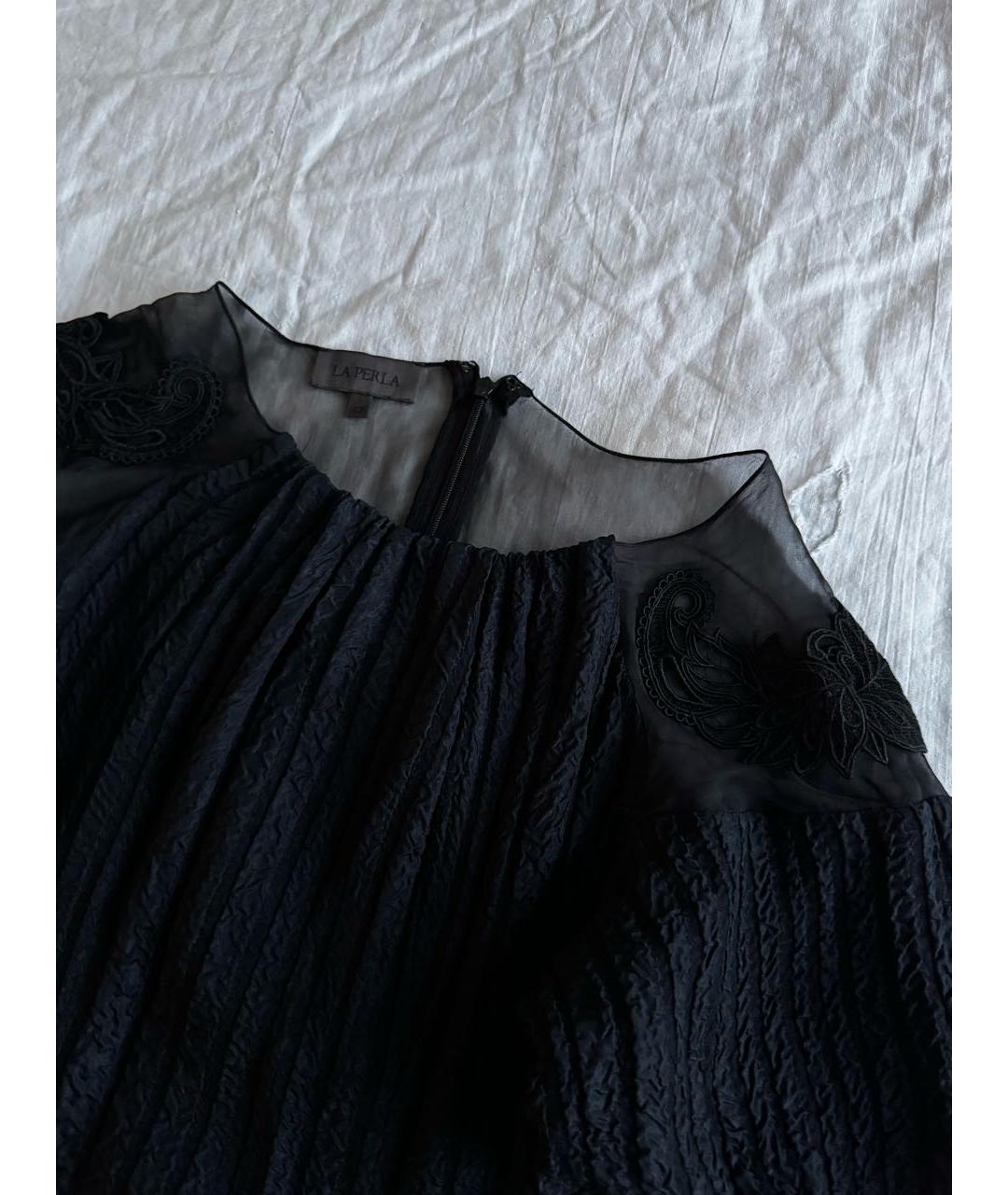 LA PERLA Темно-синее шелковое повседневное платье, фото 8