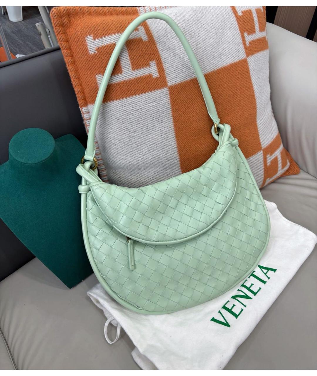 BOTTEGA VENETA Зеленая кожаная сумка через плечо, фото 9