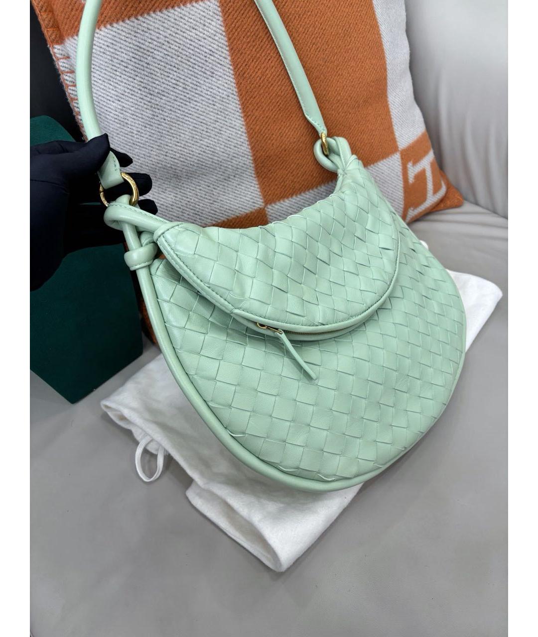 BOTTEGA VENETA Зеленая кожаная сумка через плечо, фото 2