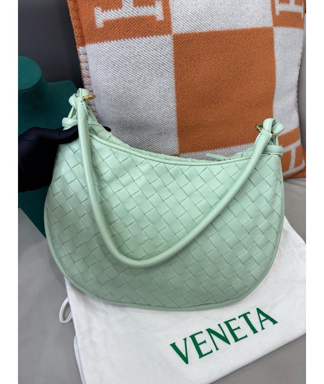 BOTTEGA VENETA Зеленая кожаная сумка через плечо, фото 3