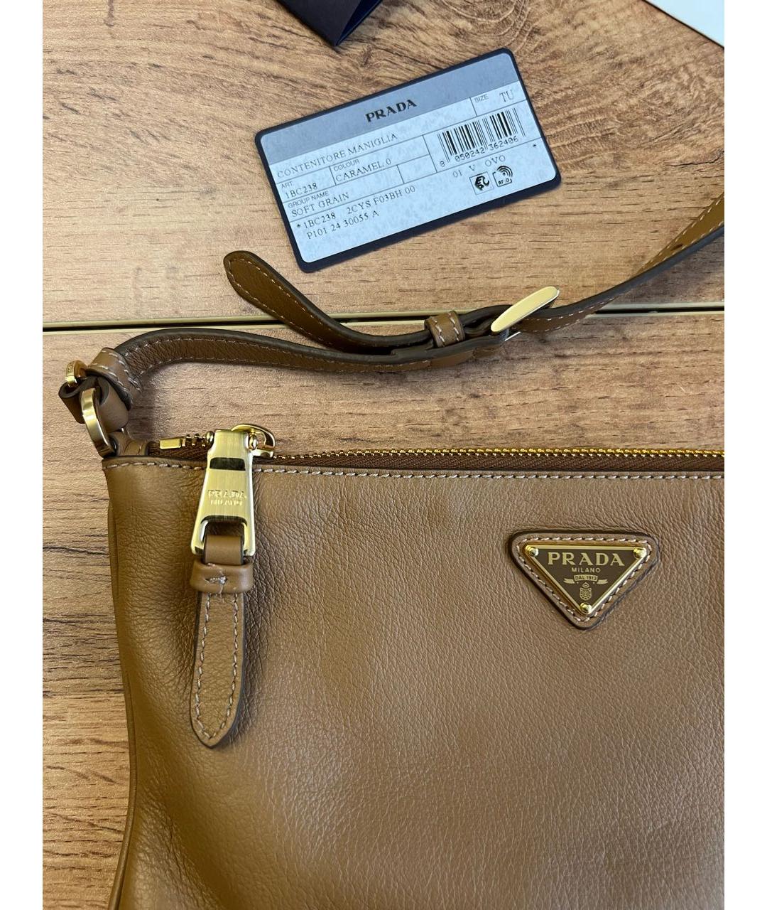 PRADA Бежевая кожаная сумка через плечо, фото 3