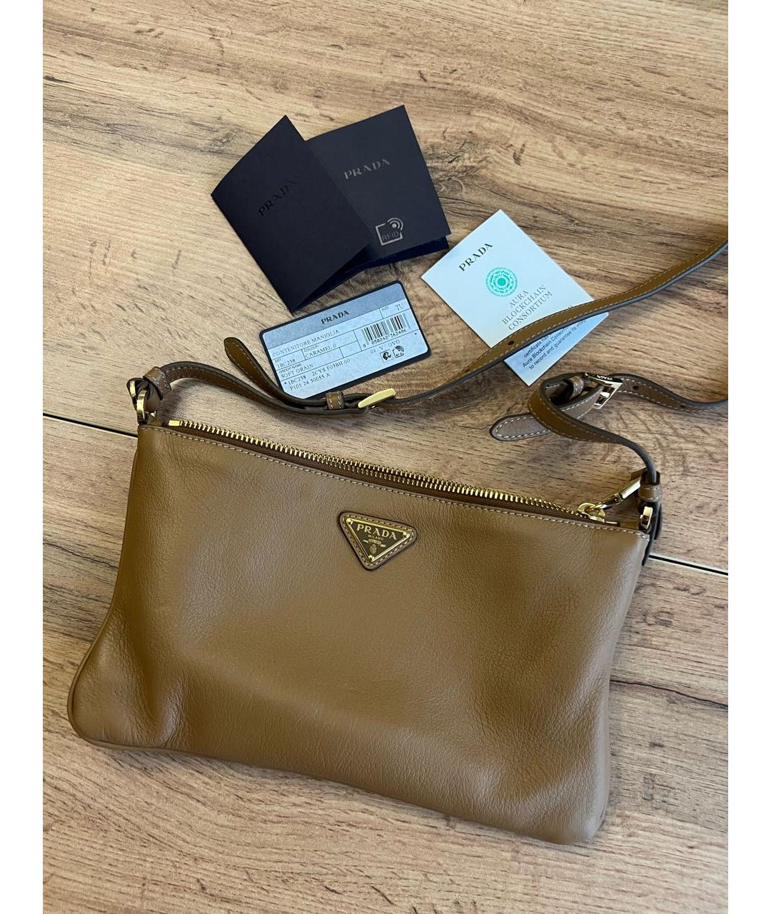 PRADA Бежевая кожаная сумка через плечо, фото 2