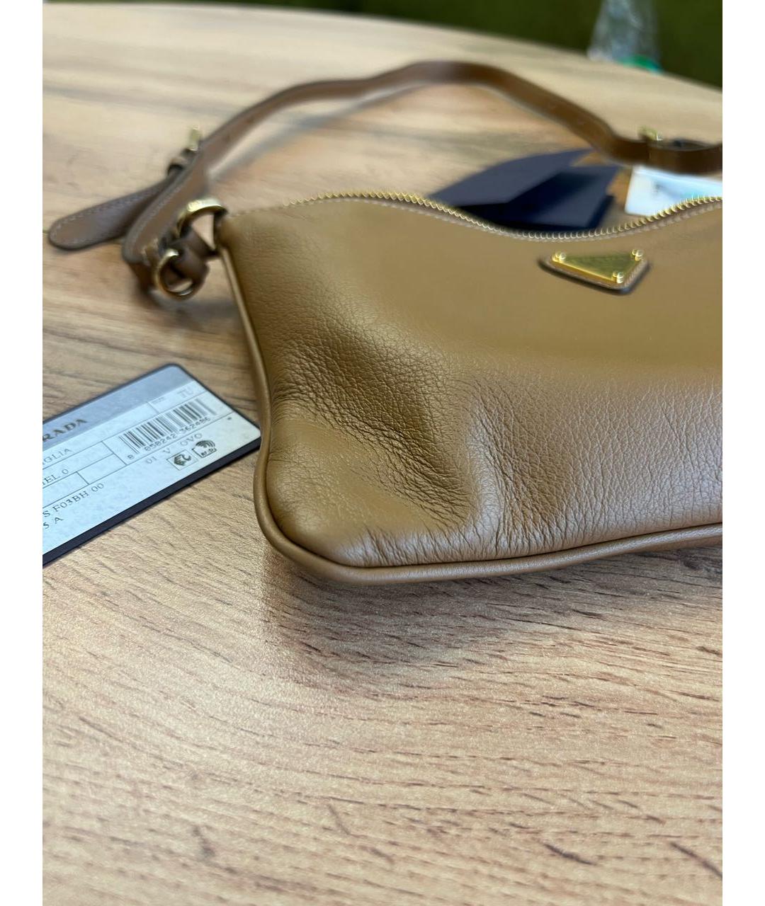 PRADA Бежевая кожаная сумка через плечо, фото 7