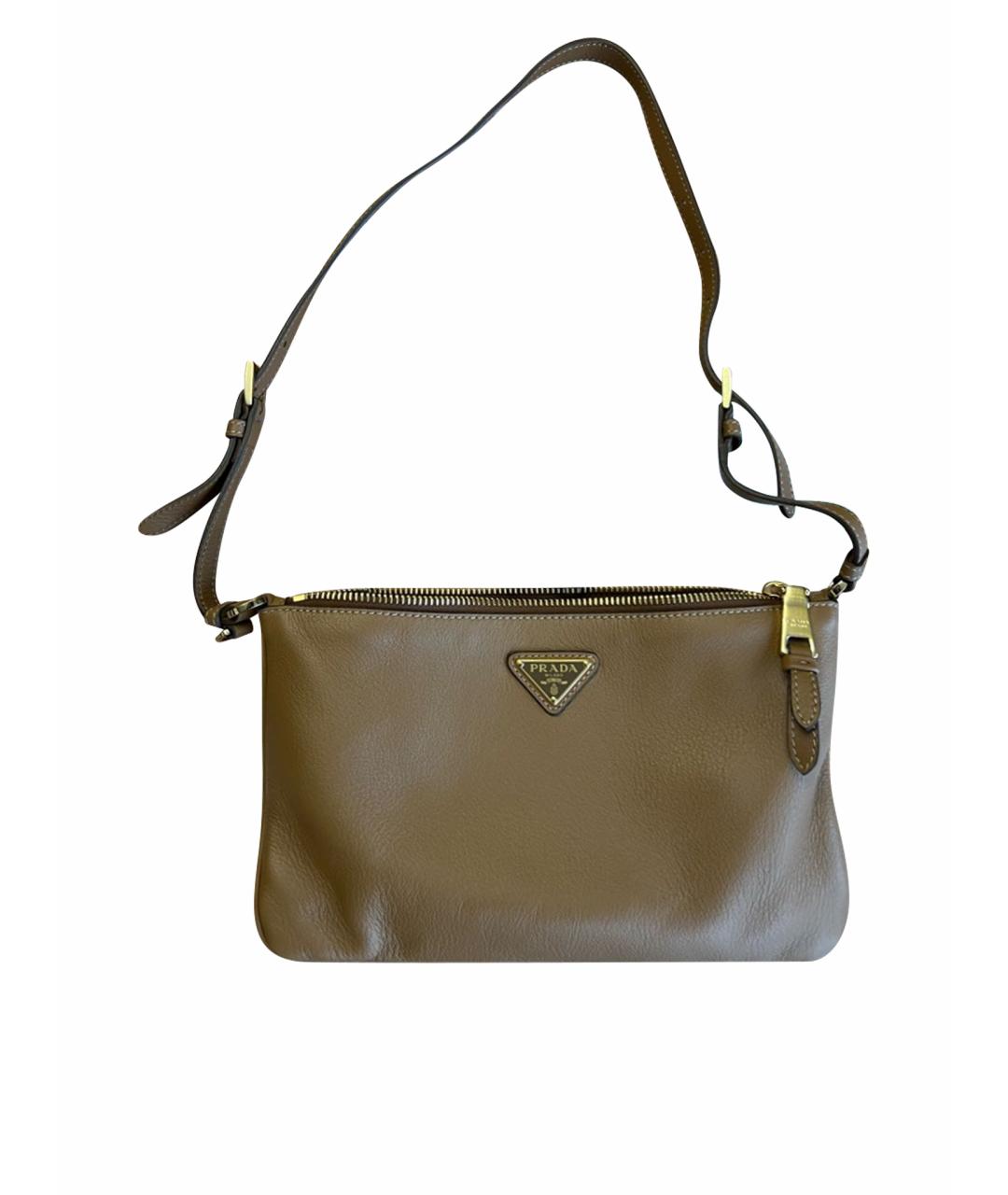 PRADA Бежевая кожаная сумка через плечо, фото 1