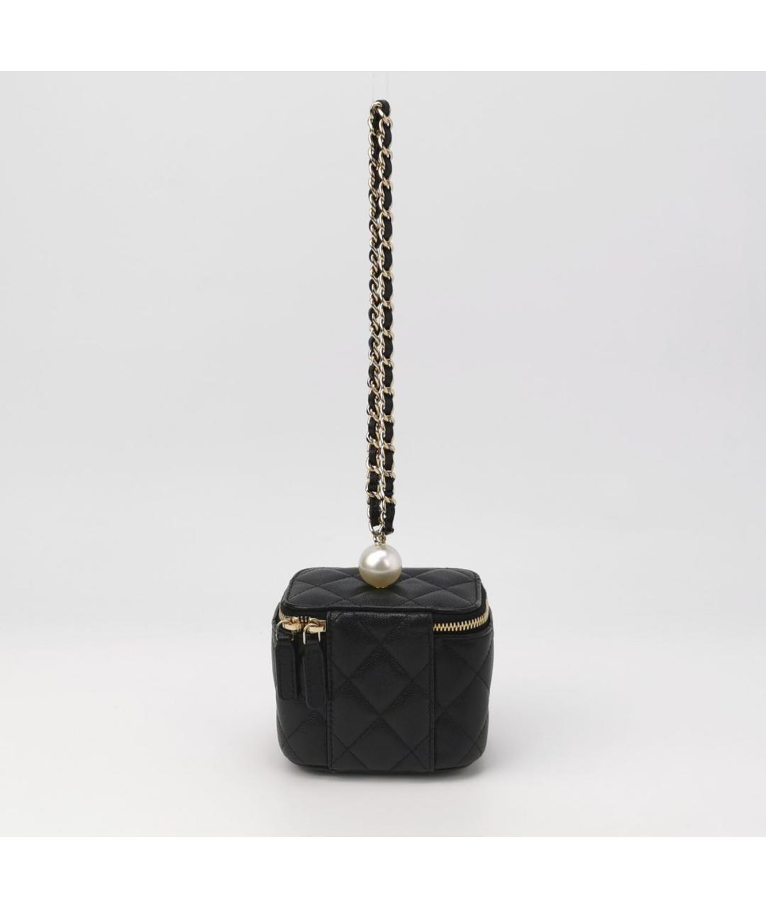 CHANEL Черная кожаная сумка с короткими ручками, фото 4