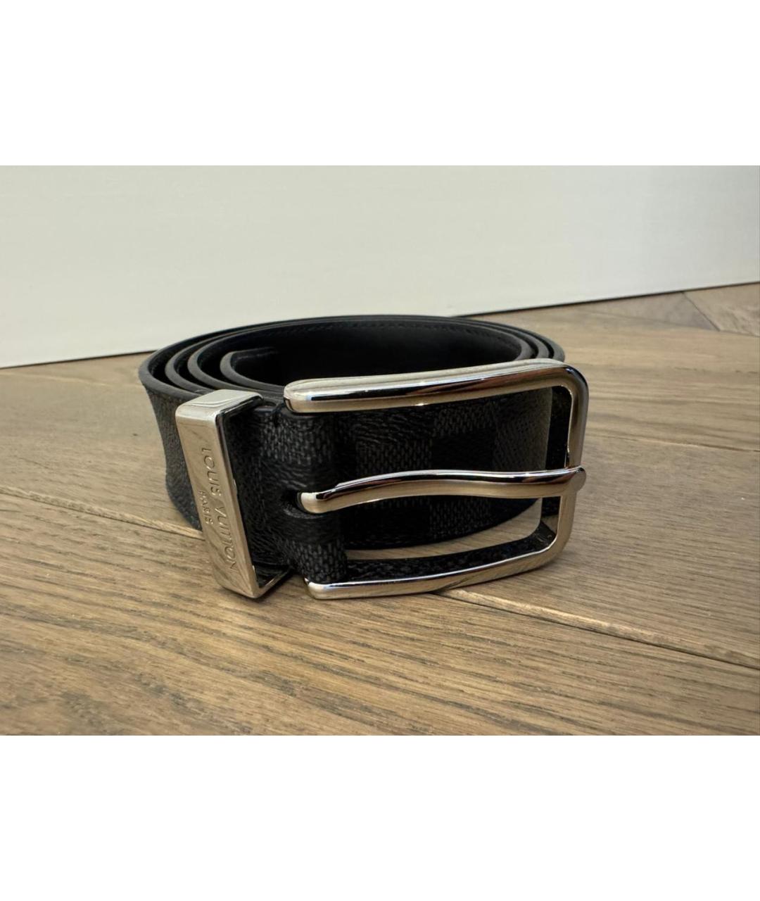 LOUIS VUITTON Черный кожаный ремень, фото 4