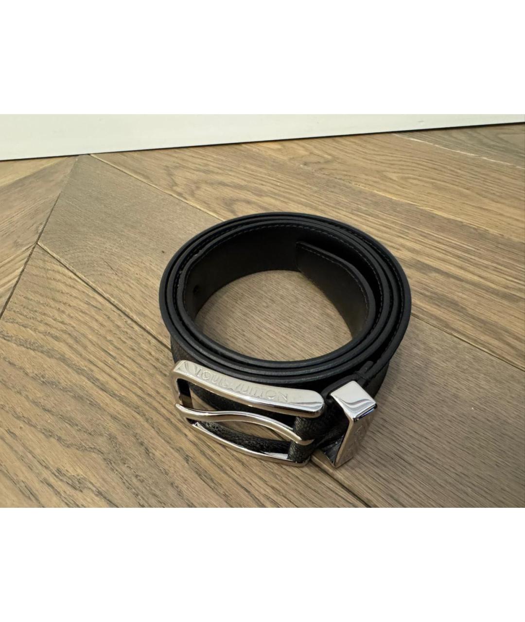 LOUIS VUITTON Черный кожаный ремень, фото 5