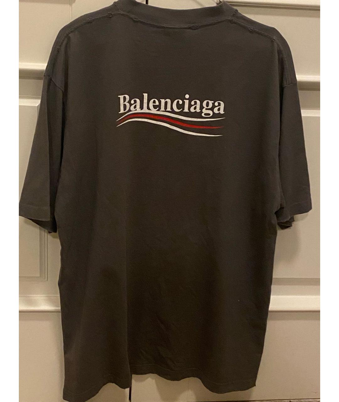 BALENCIAGA Антрацитовая хлопковая футболка, фото 2