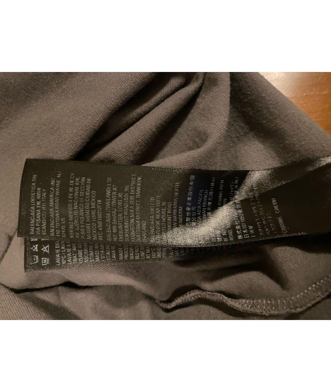 BALENCIAGA Антрацитовая хлопковая футболка, фото 3