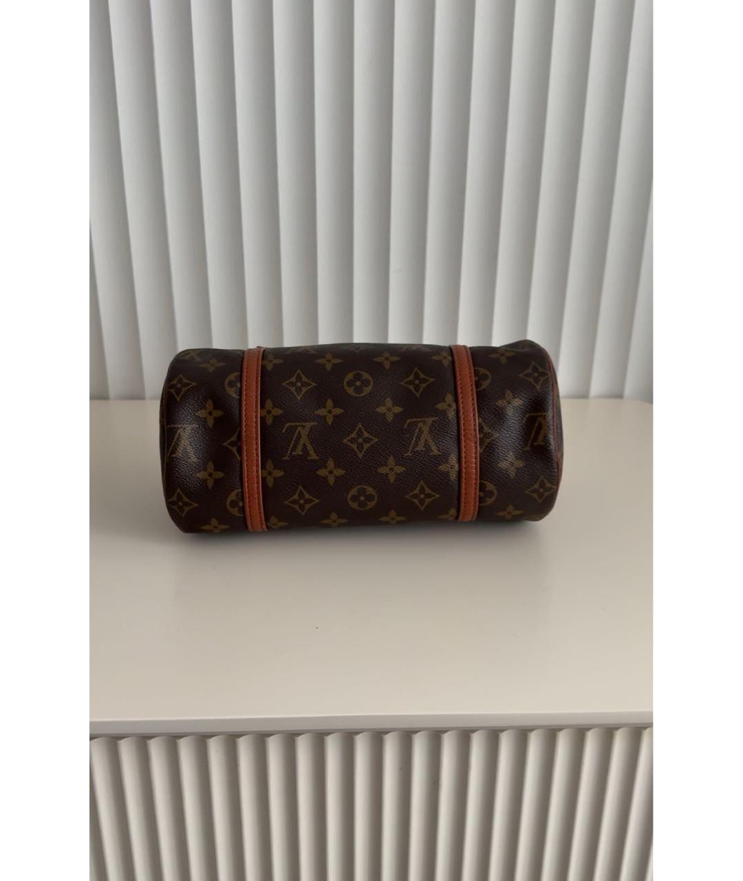 LOUIS VUITTON Коричневая кожаная сумка с короткими ручками, фото 6