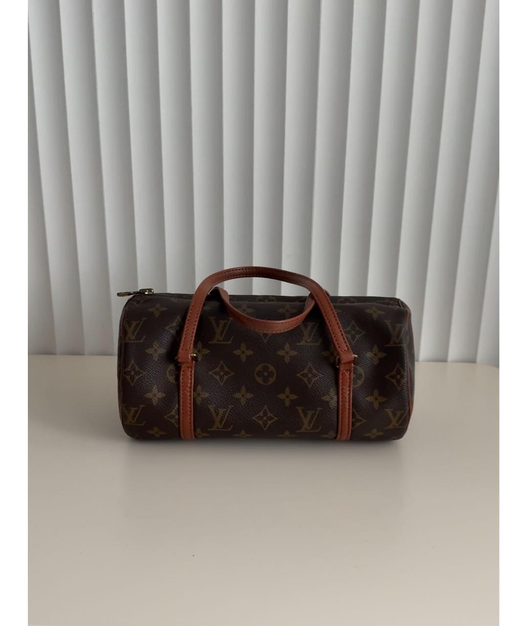 LOUIS VUITTON Коричневая кожаная сумка с короткими ручками, фото 3