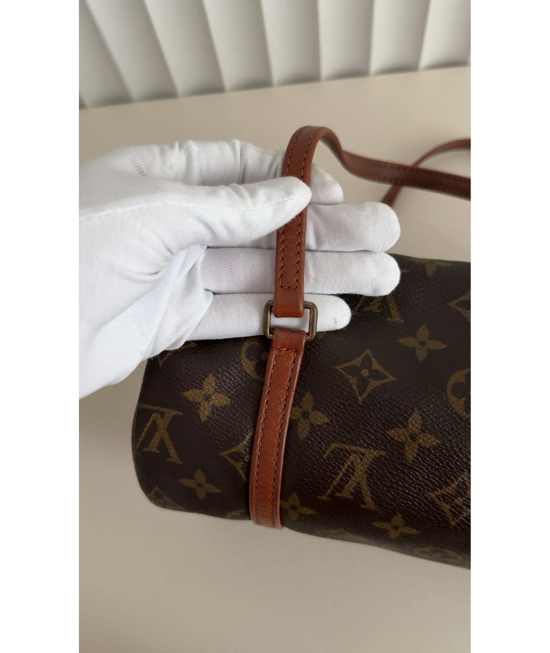 LOUIS VUITTON Коричневая кожаная сумка с короткими ручками, фото 5