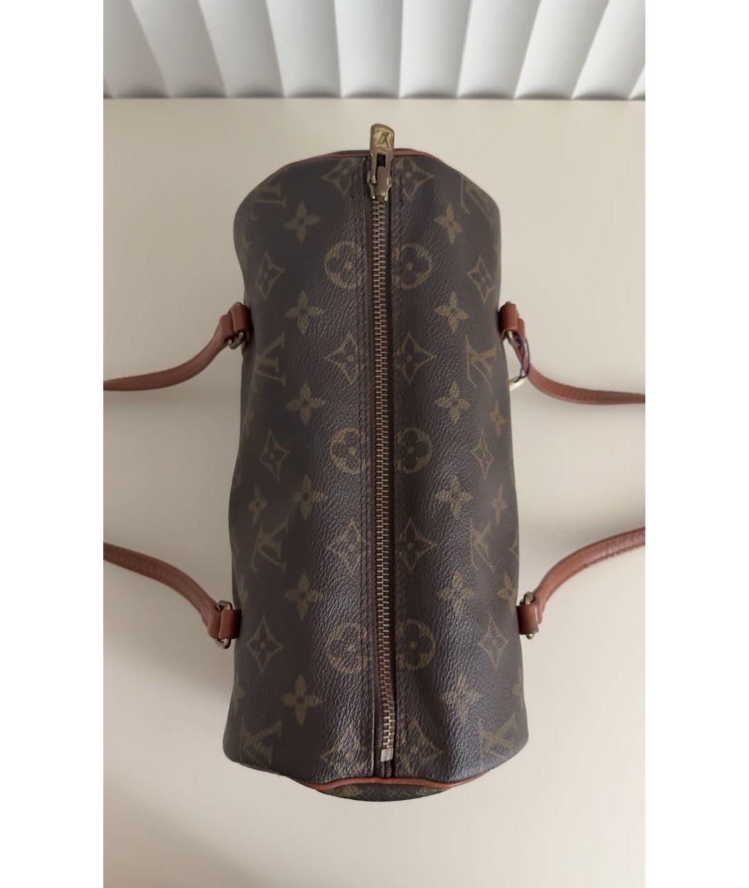 LOUIS VUITTON Коричневая кожаная сумка с короткими ручками, фото 4