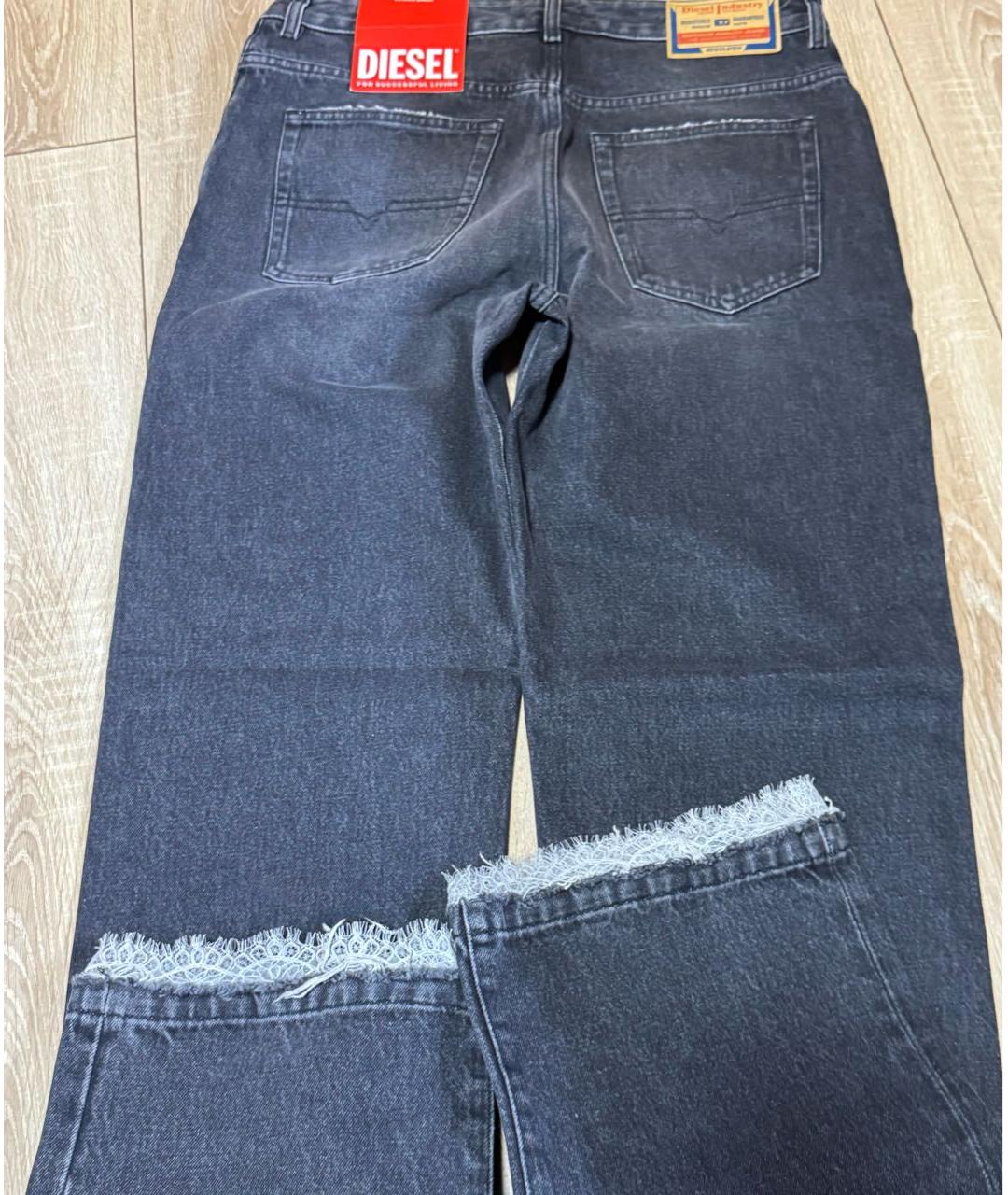 DIESEL Черные хлопковые прямые джинсы, фото 5