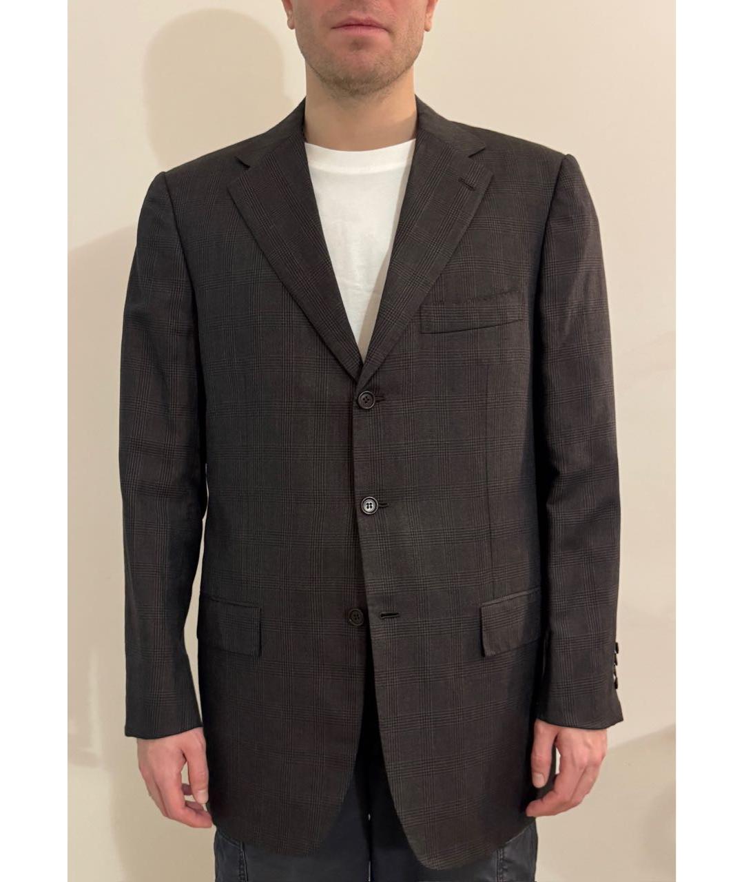 KITON Коричневый шерстяной пиджак, фото 8