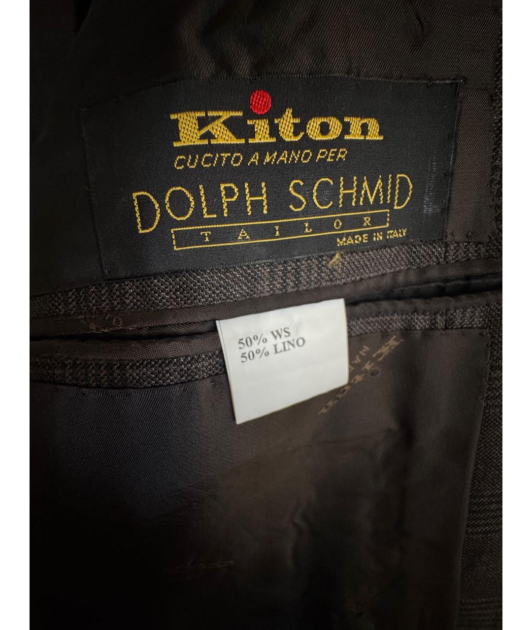 KITON Коричневый шерстяной пиджак, фото 4