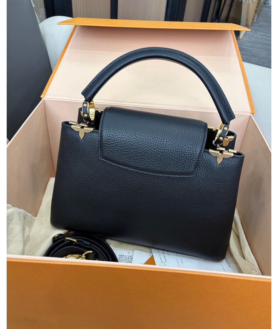 LOUIS VUITTON Черная кожаная сумка с короткими ручками, фото 3