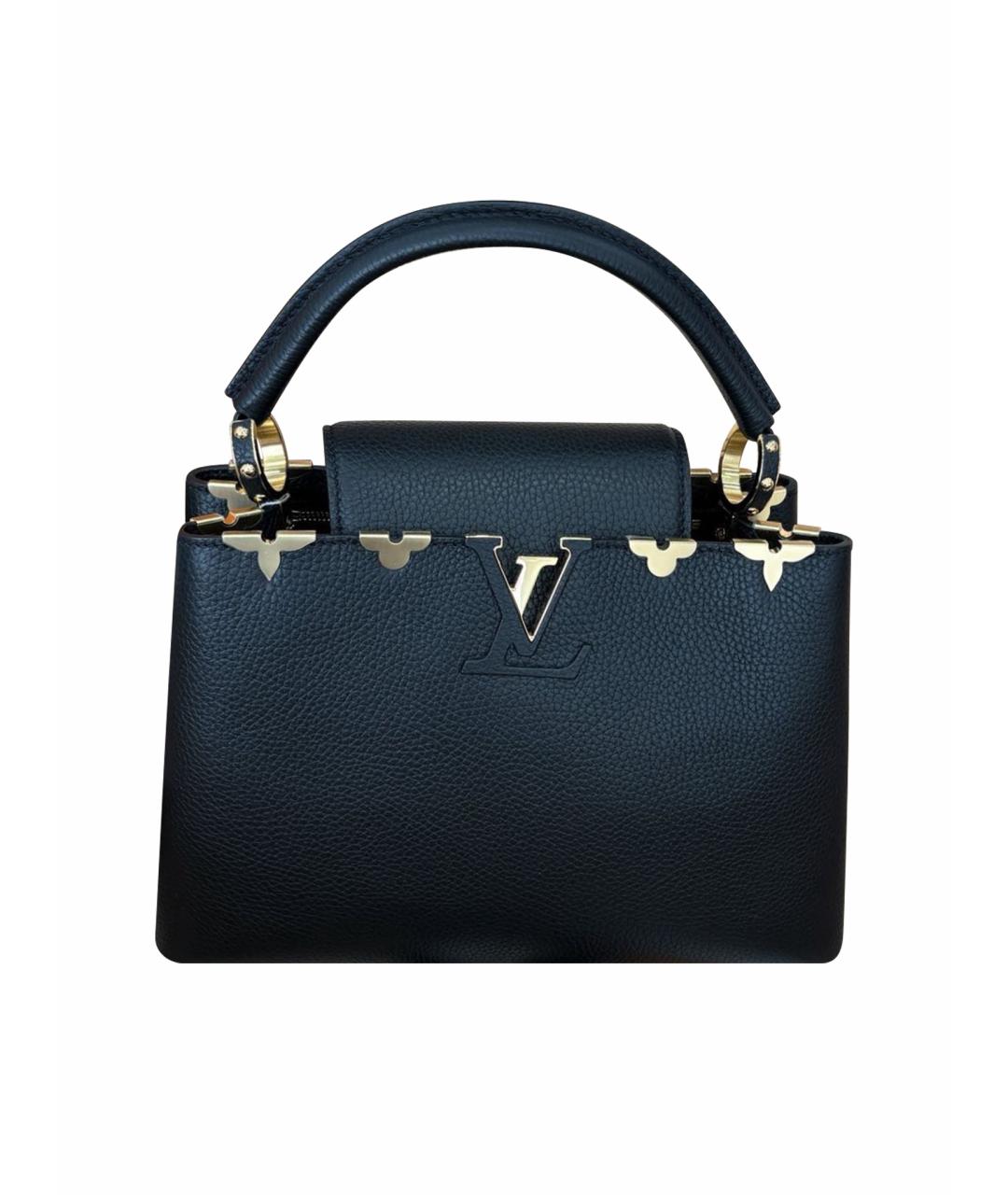 LOUIS VUITTON Черная кожаная сумка с короткими ручками, фото 1