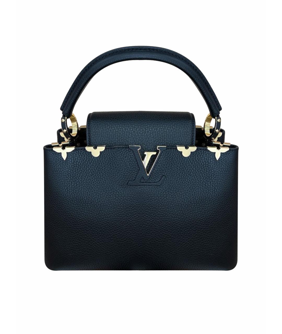 LOUIS VUITTON Черная кожаная сумка с короткими ручками, фото 8