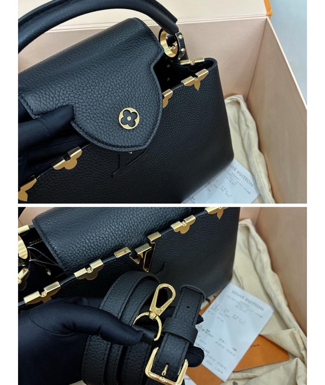 LOUIS VUITTON Черная кожаная сумка с короткими ручками, фото 5