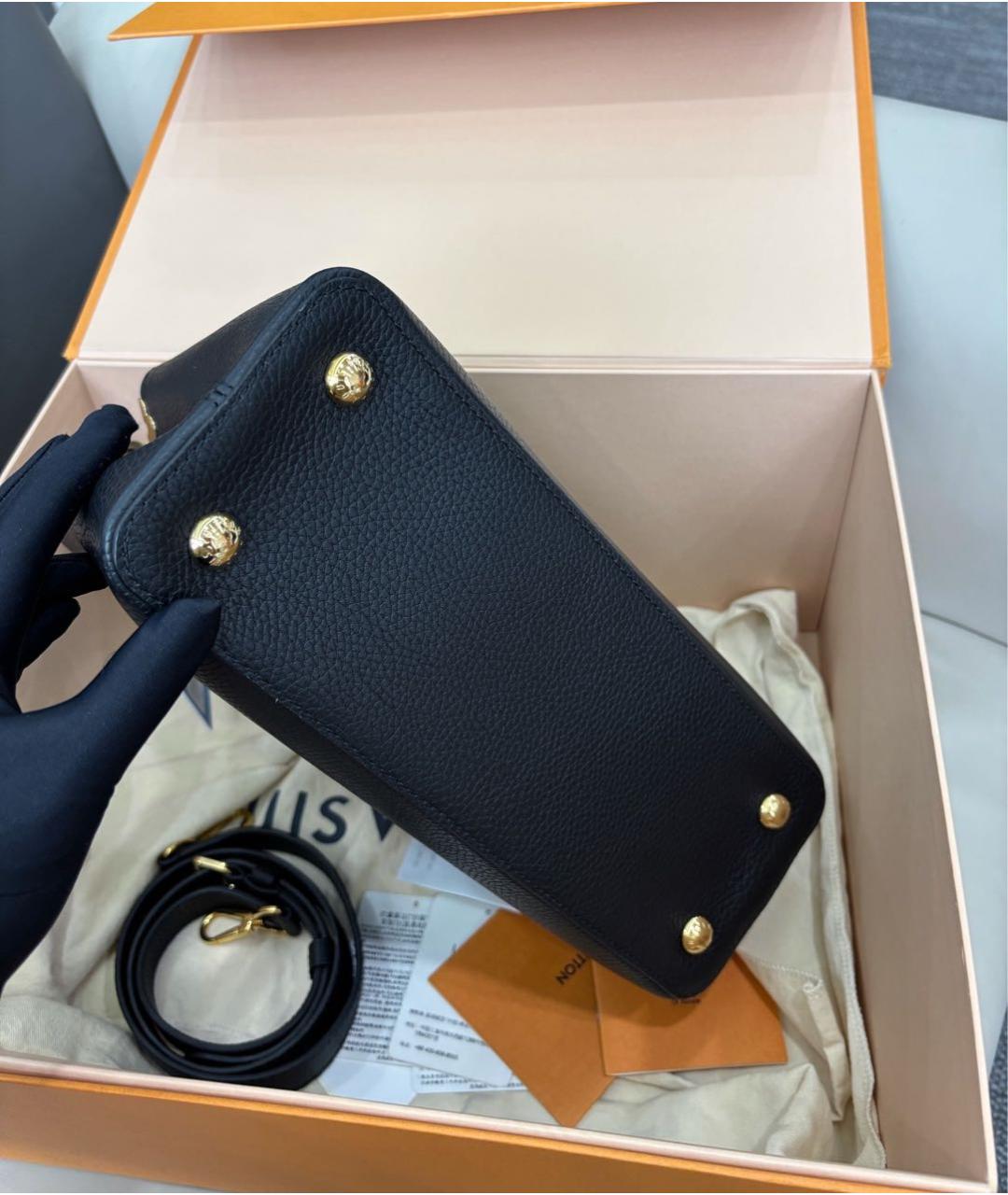 LOUIS VUITTON Черная кожаная сумка с короткими ручками, фото 4