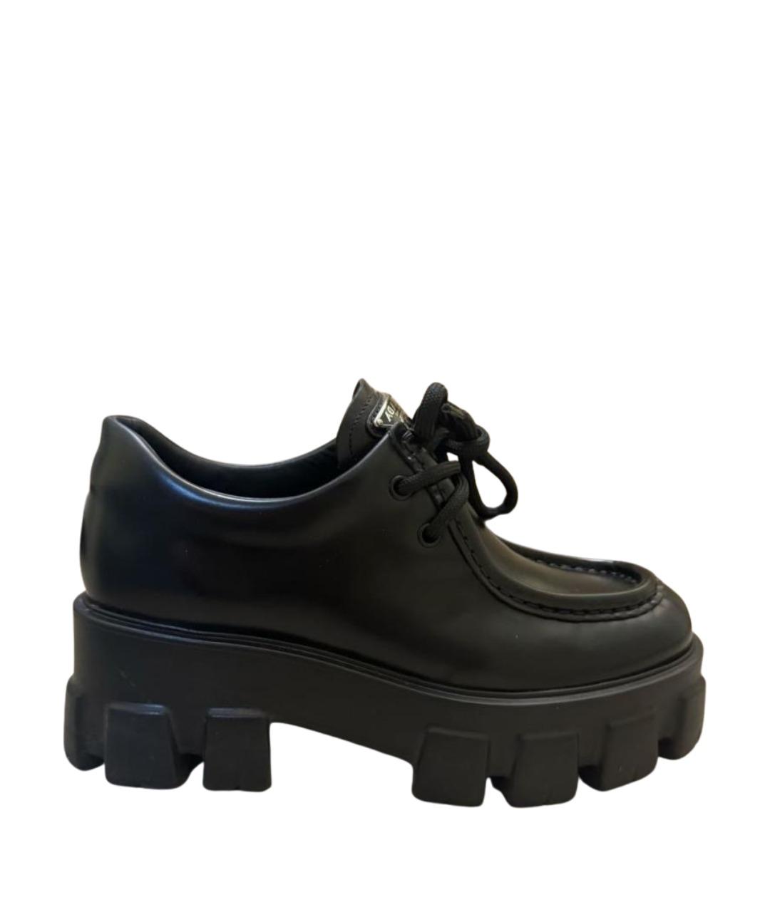 PRADA Черные кожаные брогги и оксфорды, фото 1