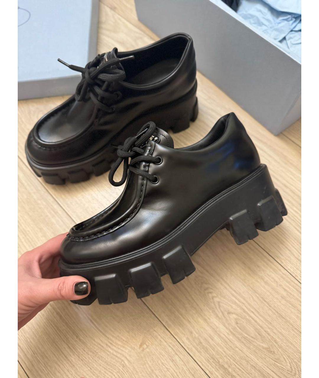 PRADA Черные кожаные брогги и оксфорды, фото 5