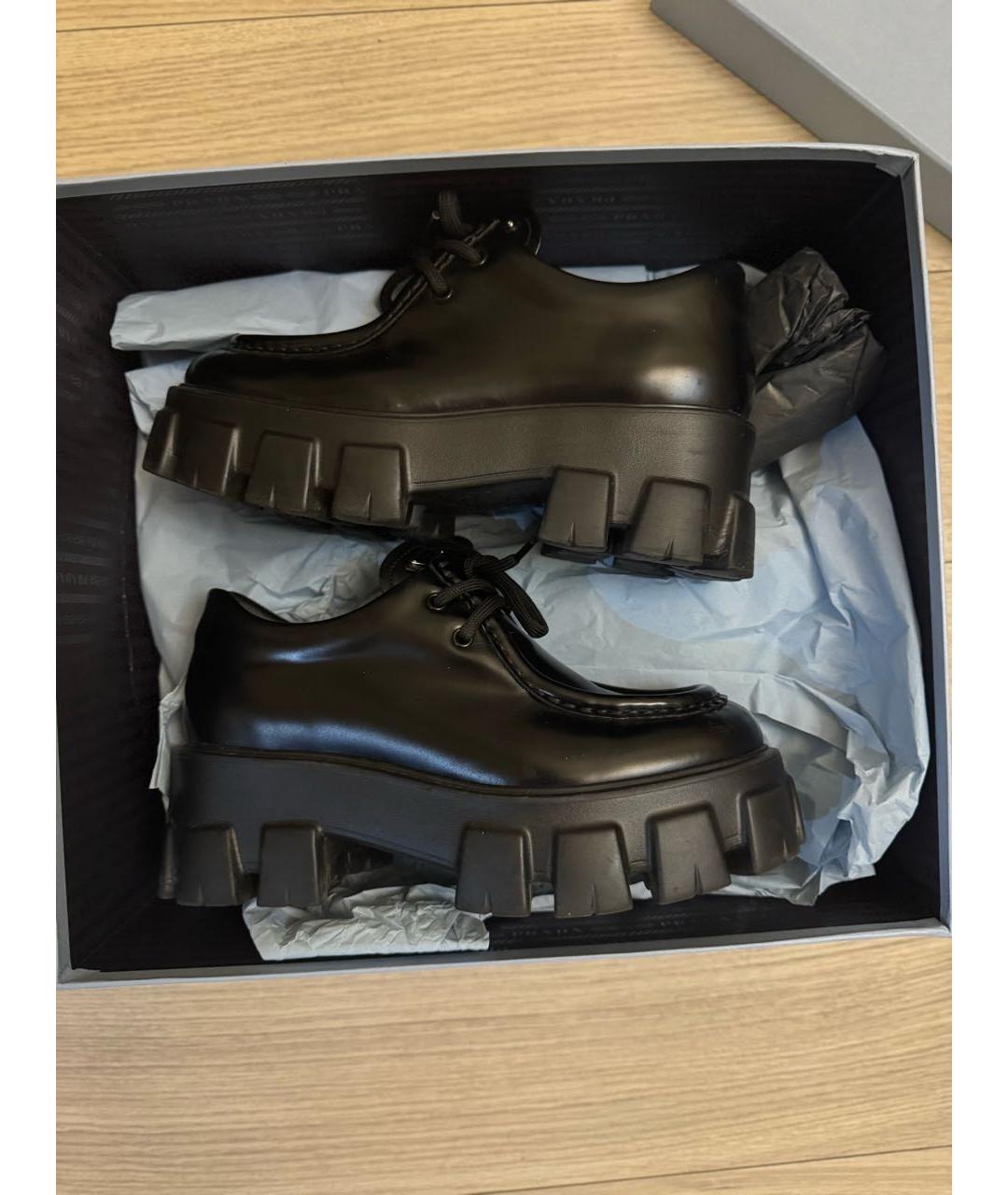 PRADA Черные кожаные брогги и оксфорды, фото 8