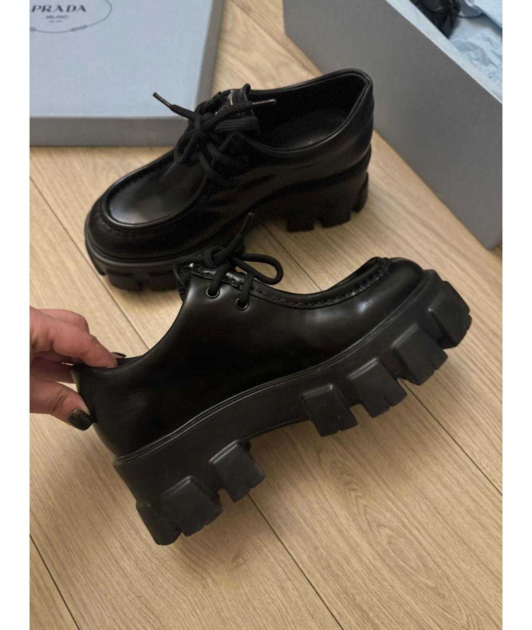 PRADA Черные кожаные брогги и оксфорды, фото 7