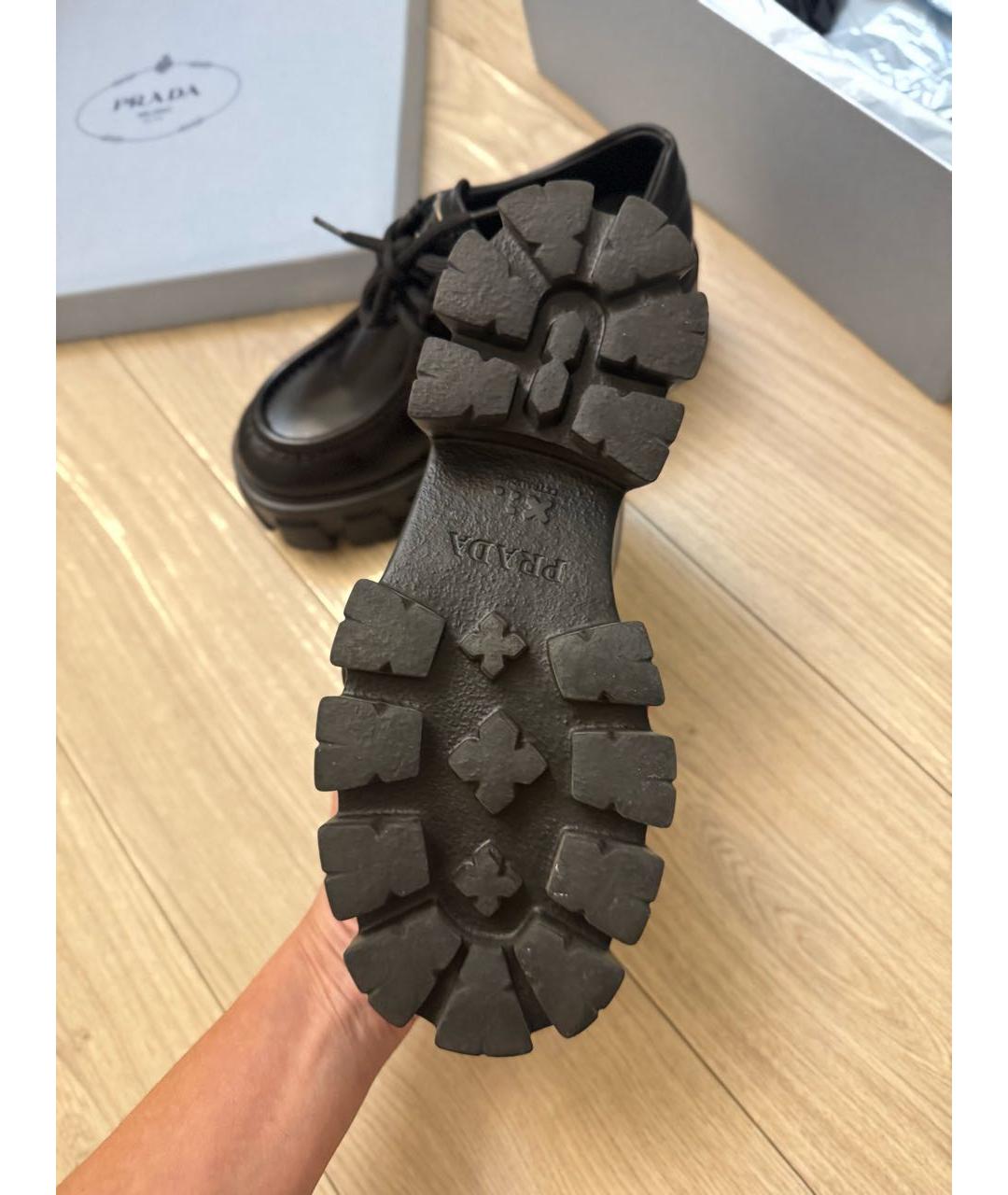 PRADA Черные кожаные брогги и оксфорды, фото 6