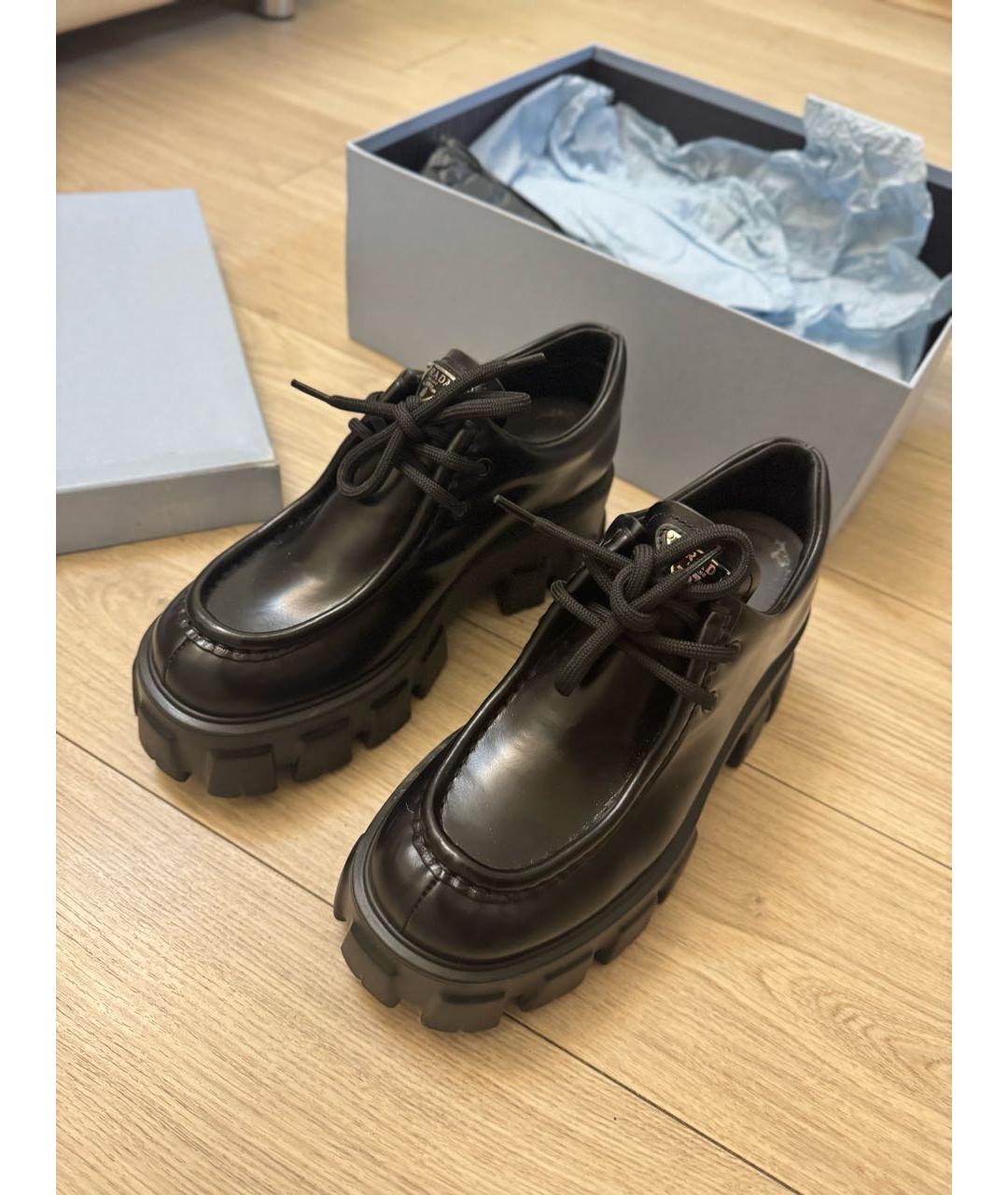 PRADA Черные кожаные брогги и оксфорды, фото 2
