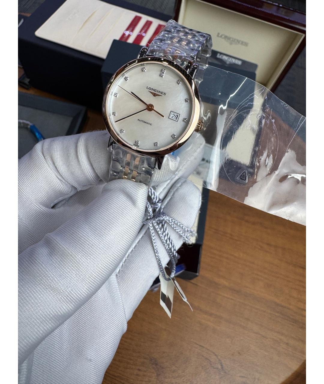 LONGINES Белые часы из розового золота, фото 6