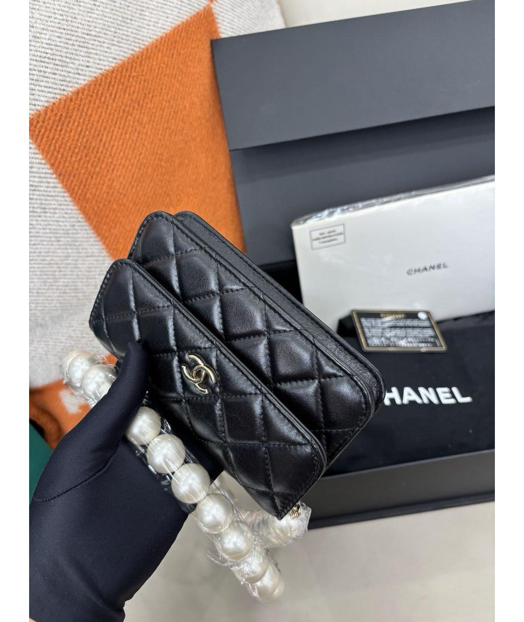 CHANEL Черная кожаная сумка через плечо, фото 5