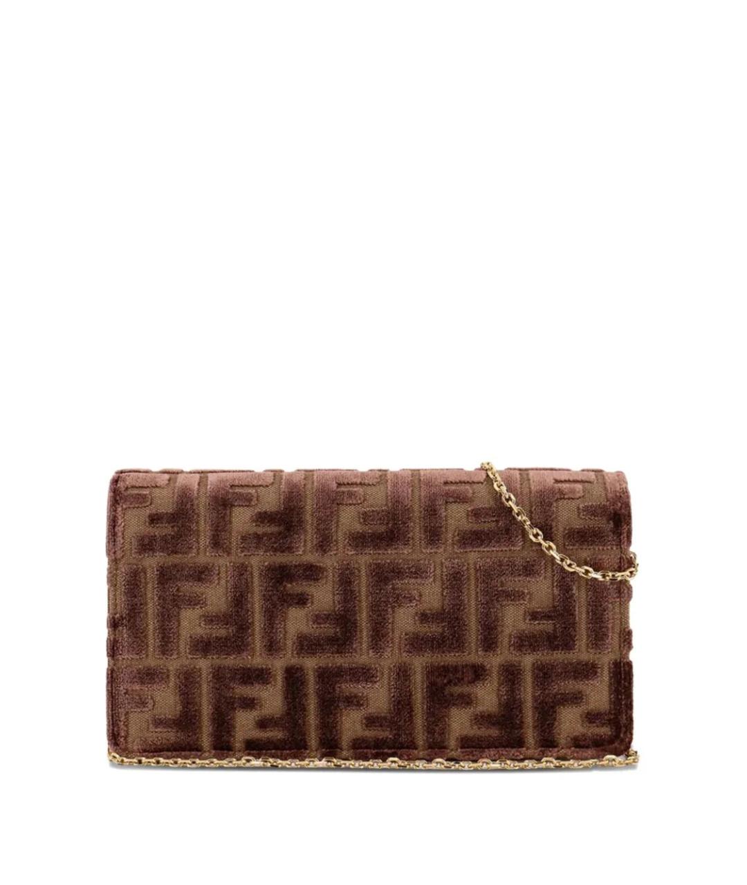 FENDI Коричневая жаккардовая сумка через плечо, фото 3