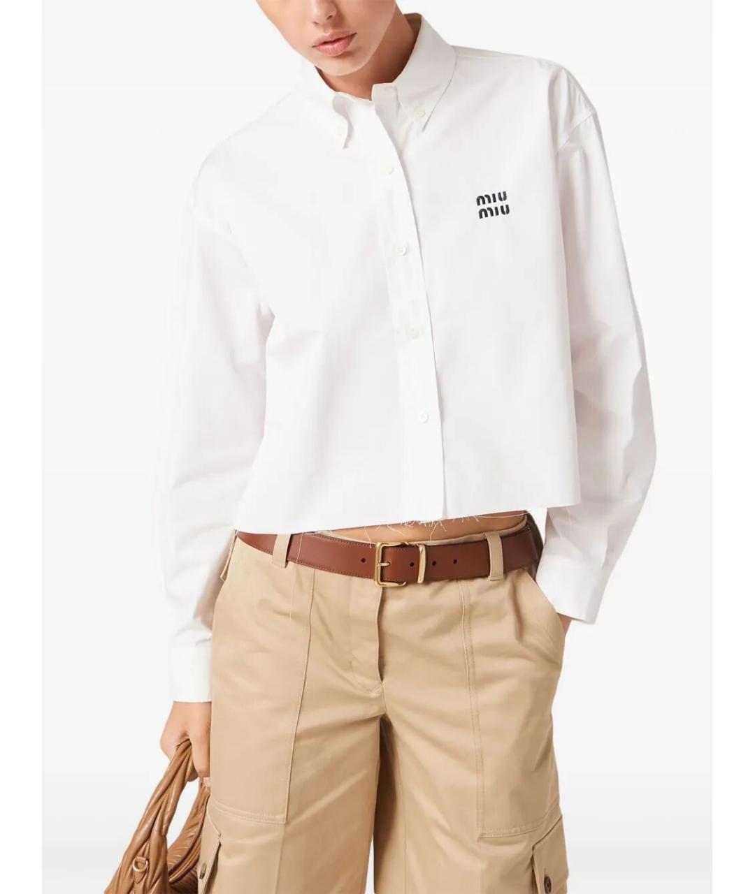 MIU MIU Белая хлопковая рубашка, фото 2