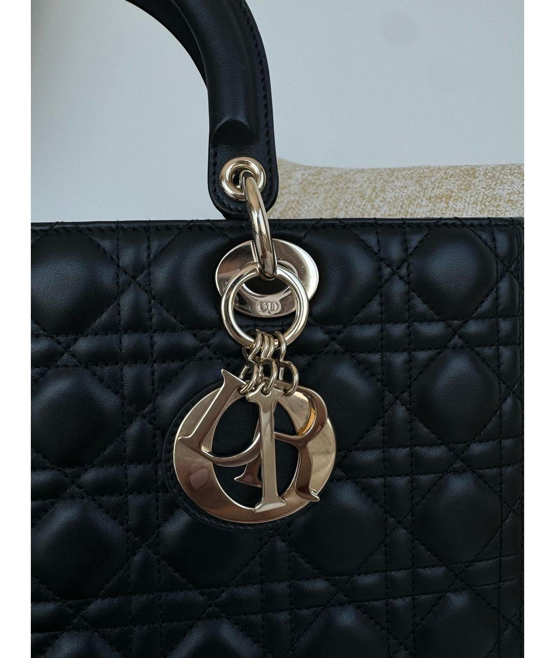 CHRISTIAN DIOR Черная кожаная сумка тоут, фото 6