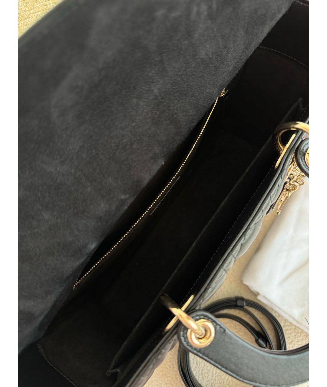 CHRISTIAN DIOR Черная кожаная сумка тоут, фото 4