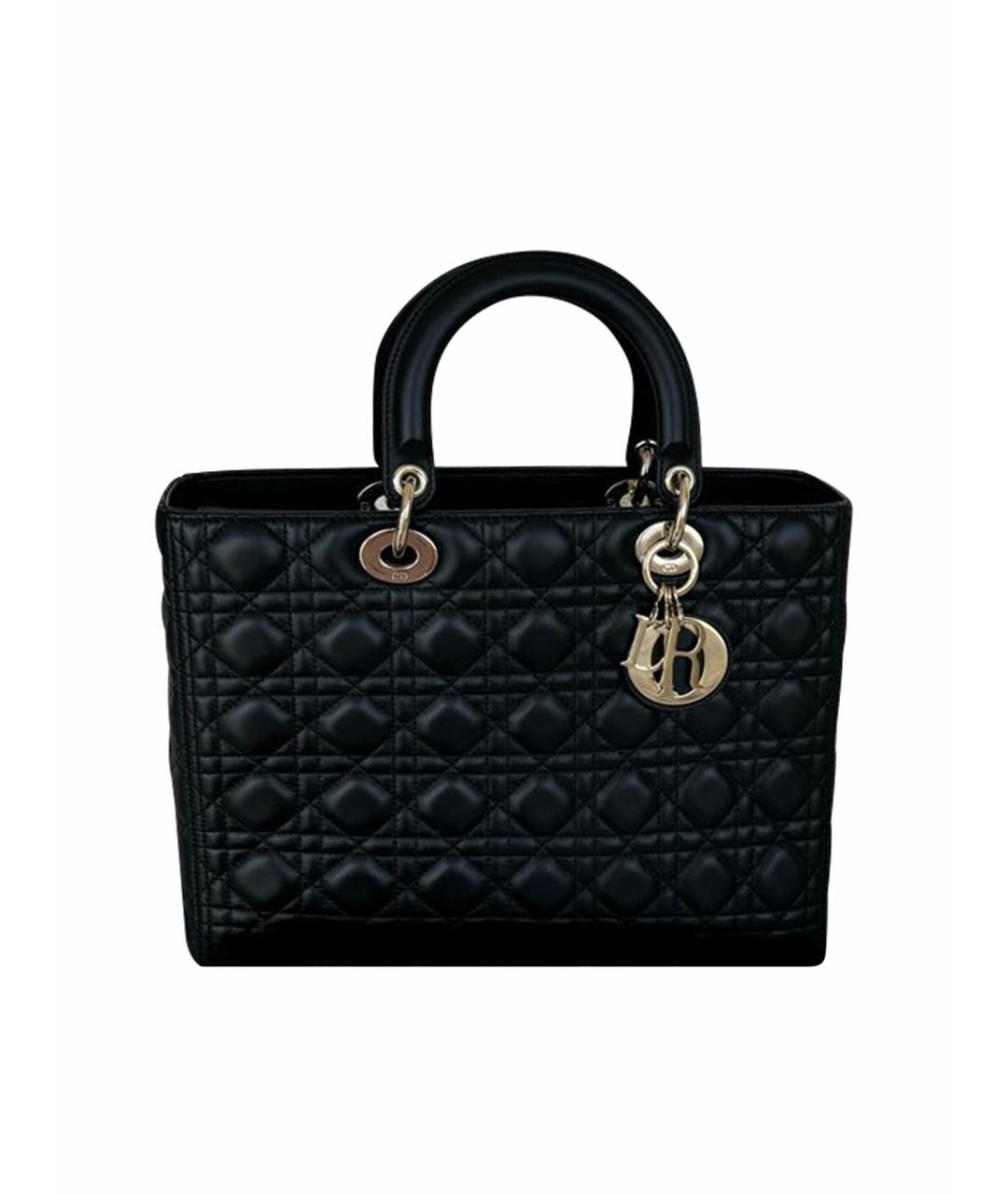 CHRISTIAN DIOR Черная кожаная сумка тоут, фото 1