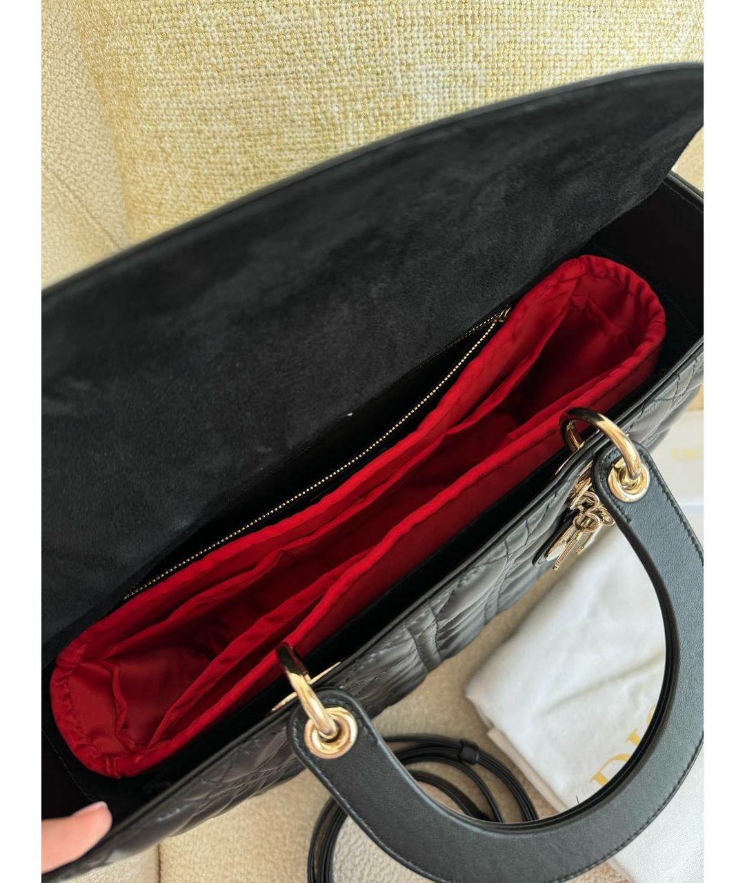 CHRISTIAN DIOR Черная кожаная сумка тоут, фото 5