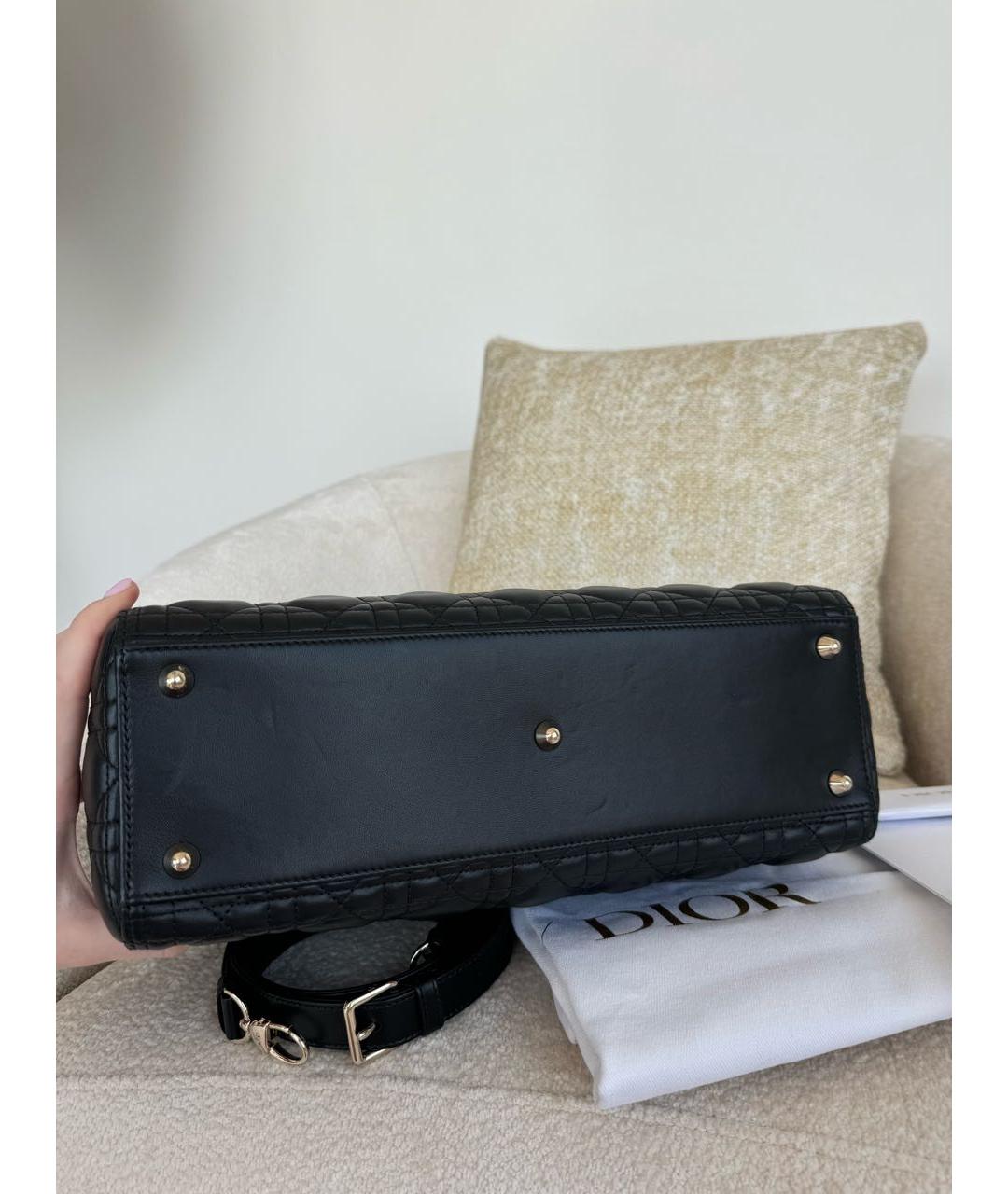CHRISTIAN DIOR Черная кожаная сумка тоут, фото 3