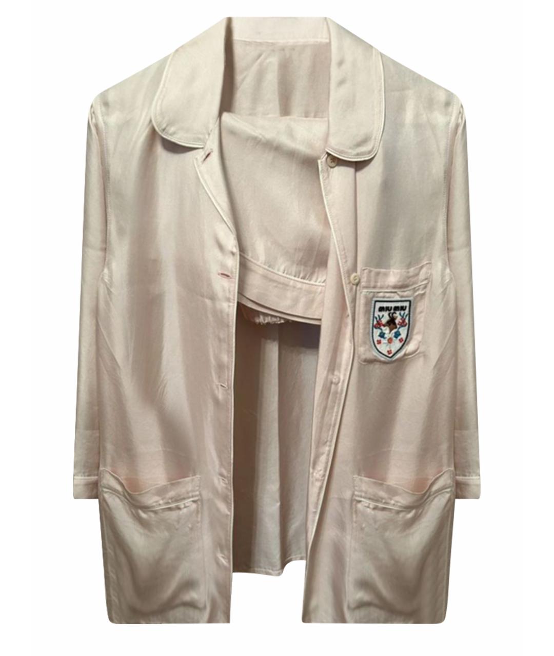 MIU MIU Розовый шелковый костюм с юбками, фото 1