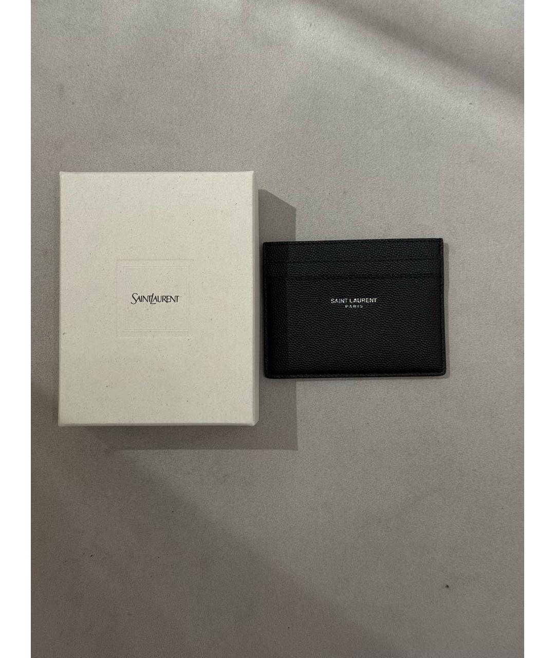 SAINT LAURENT Черный кожаный кардхолдер, фото 5
