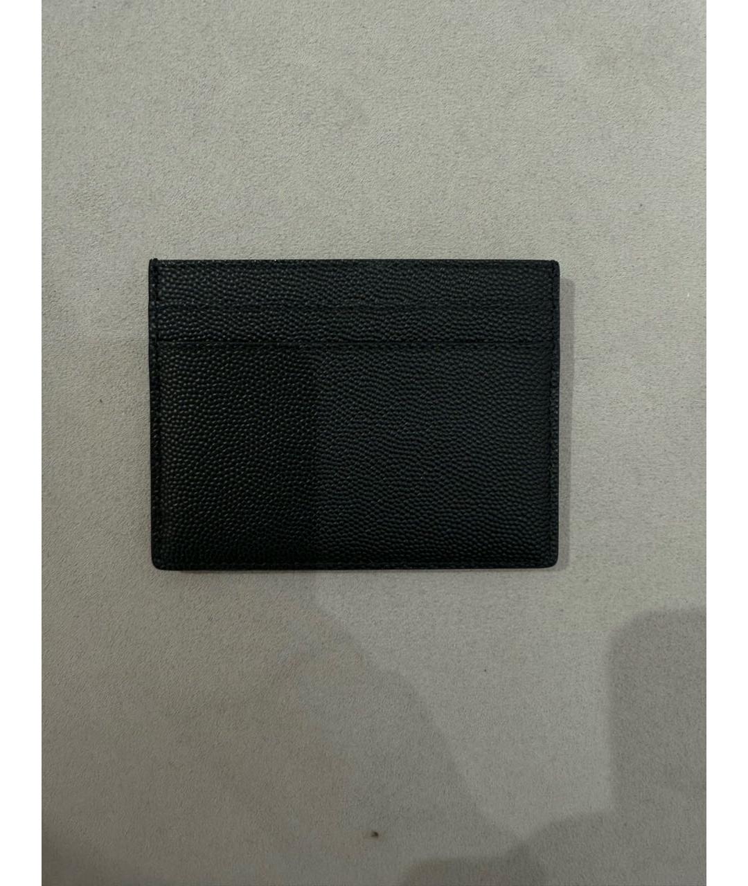 SAINT LAURENT Черный кожаный кардхолдер, фото 3