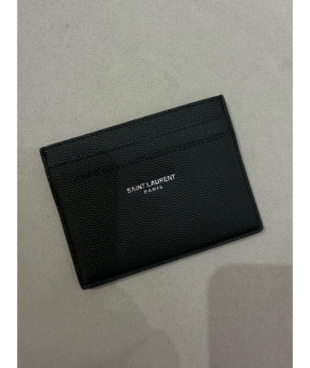 SAINT LAURENT Черный кожаный кардхолдер, фото 2